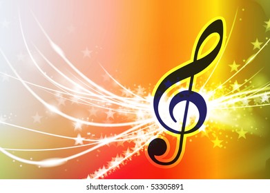 Musical Note on Abstract Background Original Illustration