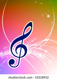 Musical Note on Abstract Background Original Illustration