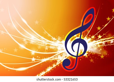 Musical Note on Abstract Background Original Illustration