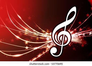 Musical Note on Abstract Light Background Original Illustration