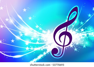Musical Note on Abstract Light Background Original Illustration