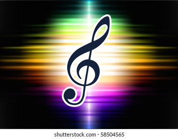 Musical Note on Abstract Spectrum Background  Original Illustration