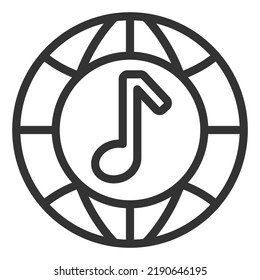Musikalische Note auf dem Hintergrund der Erde - Symbol, Illustration auf weißem Hintergrund, Skizze
