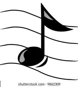 musical note on staff - vector image