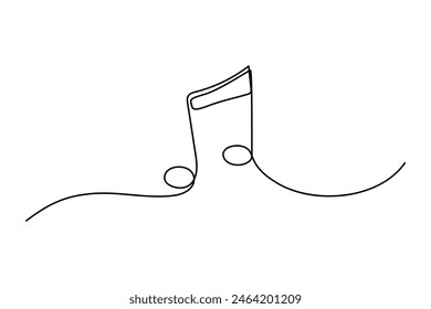 Musical note one line art. Outline continuous vector sketch. Symbol of classic concert.