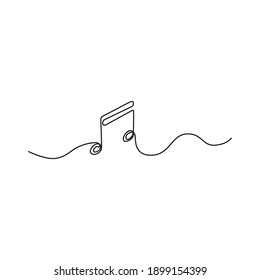 Музыкальная нота одна линия.  Musical note one line. Vector drawing.