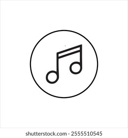 musical note Out line icon  silhouette Vector Style on white background