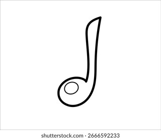 Musical note outline element. Isolated vector illustration.