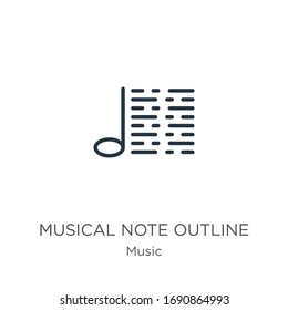 Umriss der musikalischen Note Dünne lineare Noten umreißen Symbol einzeln auf weißem Hintergrund aus der Musiksammlung. Vektorillustration der Linie, Symbol für Web und Mobilfunk