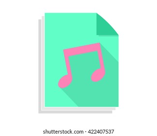 musical note paper sheet image vector icon