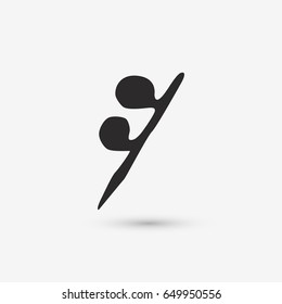 Musical note pause. Flat vector stock illustration