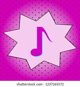 Musical Note .Purple icon pop-art background .Vector.
