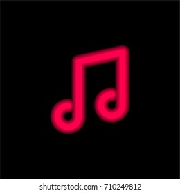 Musical note red glowing neon ui ux icon. Glowing sign logo vector
