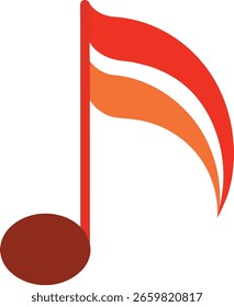A musical note resembling a waving flag, isolated on white background