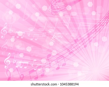 Musical note score pink background