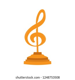 Musical note shape golden trophy. Vector illustration design