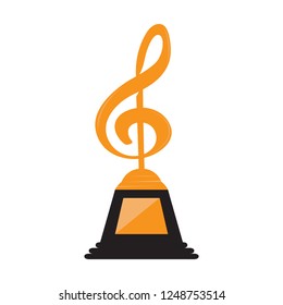 Musical note shape golden trophy. Vector illustration design