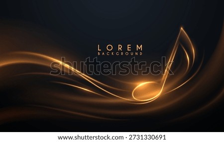 Musical note sign with golden light effects