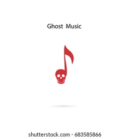 Musical note sign and human skull icon vector logo design template.Rock or Death Music Template Design.Design for greeting Card,Poster,Flyer,Cover,Brochure,Abstract background.Vector illustration