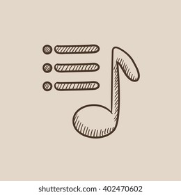 Musical note sketch icon.