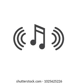Musical Note with Sound Wave Icon Denoting Music Soundwave Playing