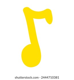 Musical note sounding spring nature. Bright childish careless illustration for design of festive spring banner. Flat hand drawn vector element isolated on white background