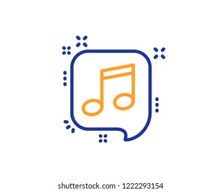 Musical note in speech bubble line icon. Music sign. Colorful outline concept. Blue and orange thin line color icon. Musical note Vector