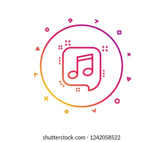 Musical note in speech bubble line icon. Music sign. Gradient pattern line button. Musical note icon design. Geometric shapes. Vector