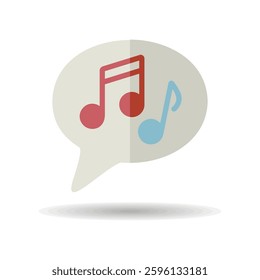 Musical note speech bubble vector isolated icon. Music sign. Graph symbol for music and sound web site and apps design, logo, app, UI