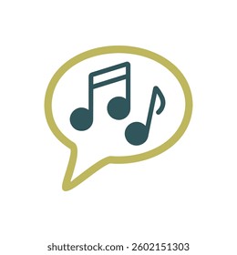 Musical note speech bubble vector isolated icon. Music sign. Graph symbol for music and sound web site and apps design, logo, app, UI