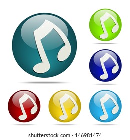 Musical note Sphere button / icon