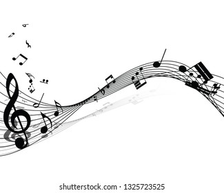 Personal de notas musicales. Ilustración vectorial EPS 10 con transparencia.