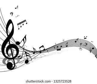 Personal de notas musicales. Ilustración vectorial EPS 10 con transparencia.