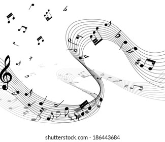 Musical note staff. EPS 10 vector illustration without transparency.