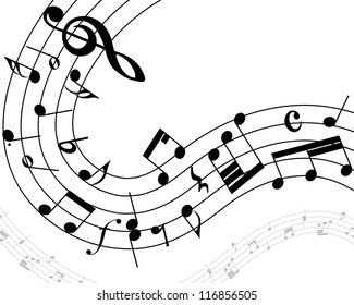 Musical note staff with lines. Vector illustration.