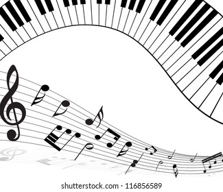 Musical note staff with lines. Vector illustration.