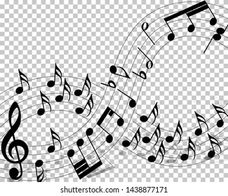 Musical note staff with lines. Vector illustration.