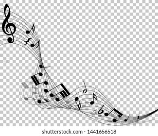 Musical note staff. Vector illustration without transparency effect.