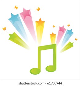 musical note with star splash