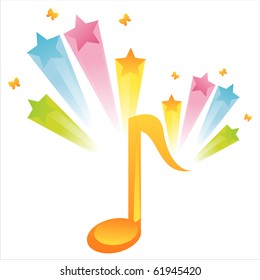 musical note with star splash