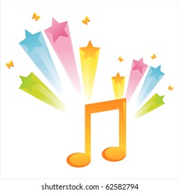 musical note with star splash