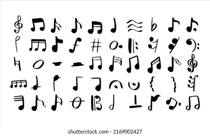 Musical note symbol icon shape. Octave, keys vector isolated collection.