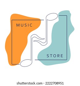 Musikalische Notensymbole in dünner Linie. Element für Branding-Design. Minimalistisches Emblem