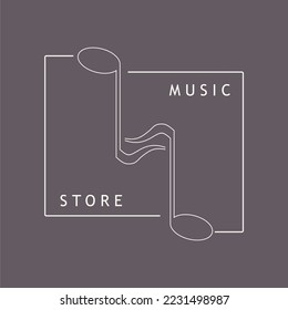 Musical note symbols in thin line style. Element for branding design. Minimalistic emblem