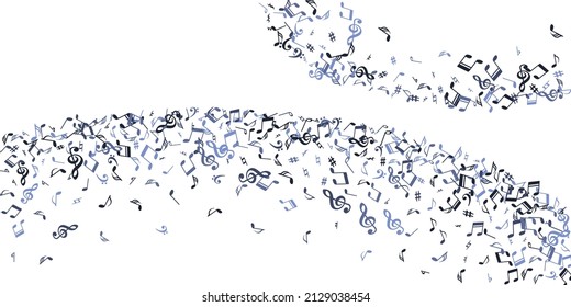 Musical note symbols vector backdrop. Song notation signs swirling. Digital music pattern. Isolated note symbols signs with flat. Birthday card backdrop.