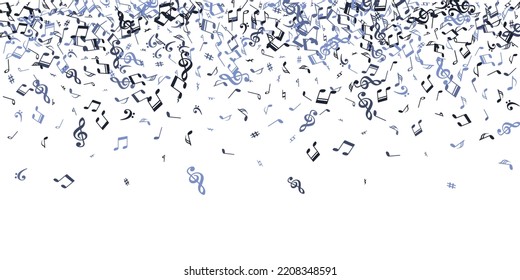 Musical note symbols vector backdrop. Symphony notation signs scatter. Party music pattern. Retro note symbols elements with flat. Album cover backdrop.