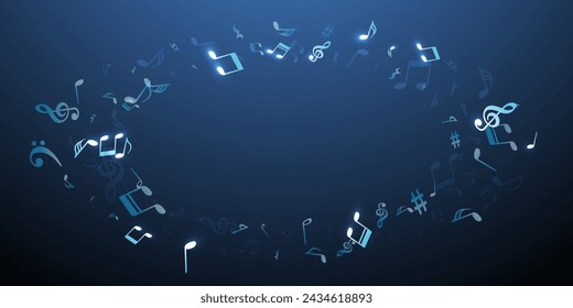 Musical note symbols vector backdrop. Melody recording signs placer. Disco music pattern. Modern note symbols silhouettes with flat. Concert poster backdrop.