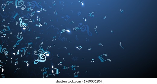 Musical note symbols vector background. Melody notation elements placer. Digital music pattern. Creative note symbols elements with bass clef. Banner graphic design.