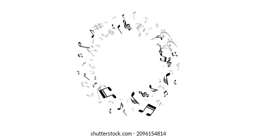 Musical note symbols vector background. Symphony notation signs placer. Radio music wallpaper. Vintage note symbols elements with pause. Party flyer backdrop.