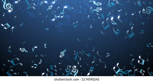 Musical note symbols vector background. Melody recording signs swirling. Digital music wallpaper. Vintage note symbols elements with sharp. Album cover graphic design.
